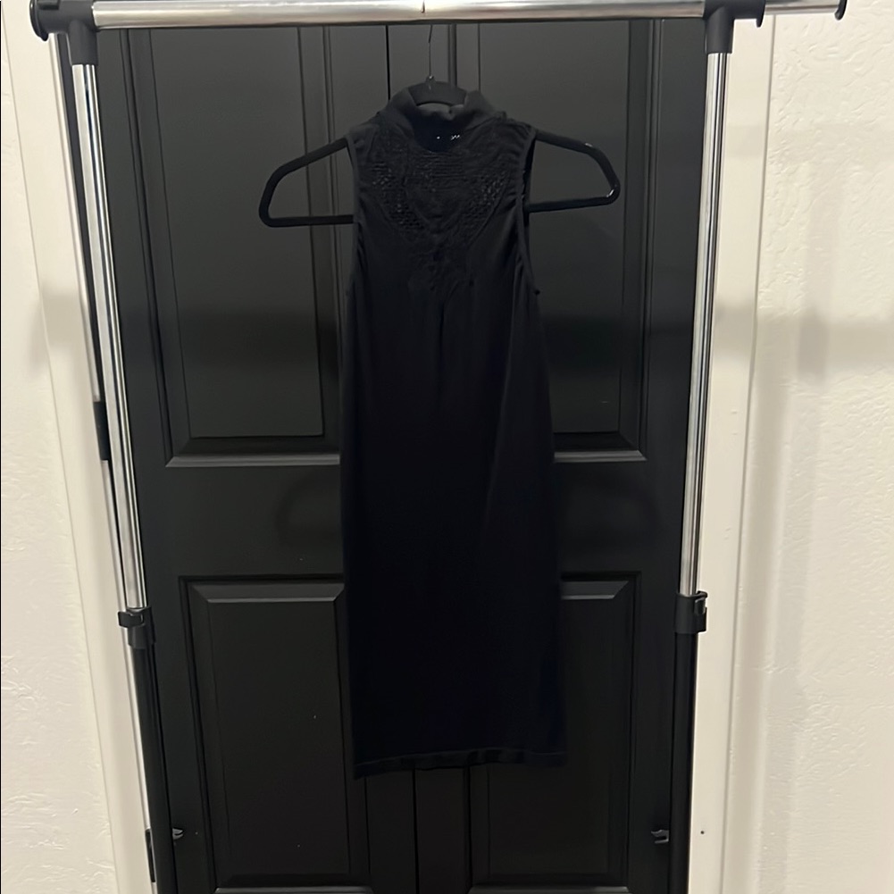Bebe Black Sheath Midi Dress With Mock Neck
